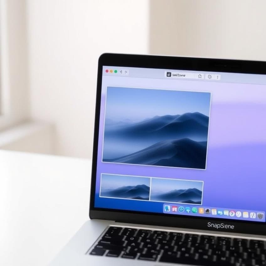 SnapScene app UI on MacBook